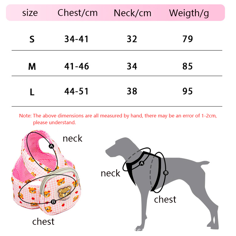 Dog Harness Backpack,Breathable Pet Leashes Vest Cute Bear Bag Lightweight Self Backpack for Pet Outdoor Training Walking Hiking