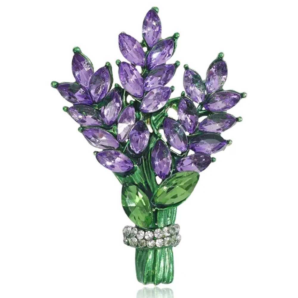 Exquisite Purple Lavender Brooch Womens Brooches Crystal Rhinestone Bouquet Pins Clothing Coat Luxury Jewelry Girl GiftX240914