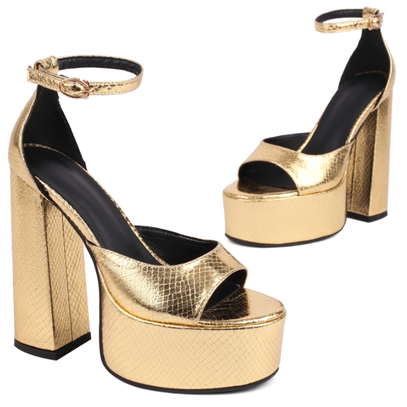 Women's Sexy Sandals Platform Summer 2024 Gold Sier High Heels Sandal Fashion Party Dance Wedding Shoes Female 2ce4