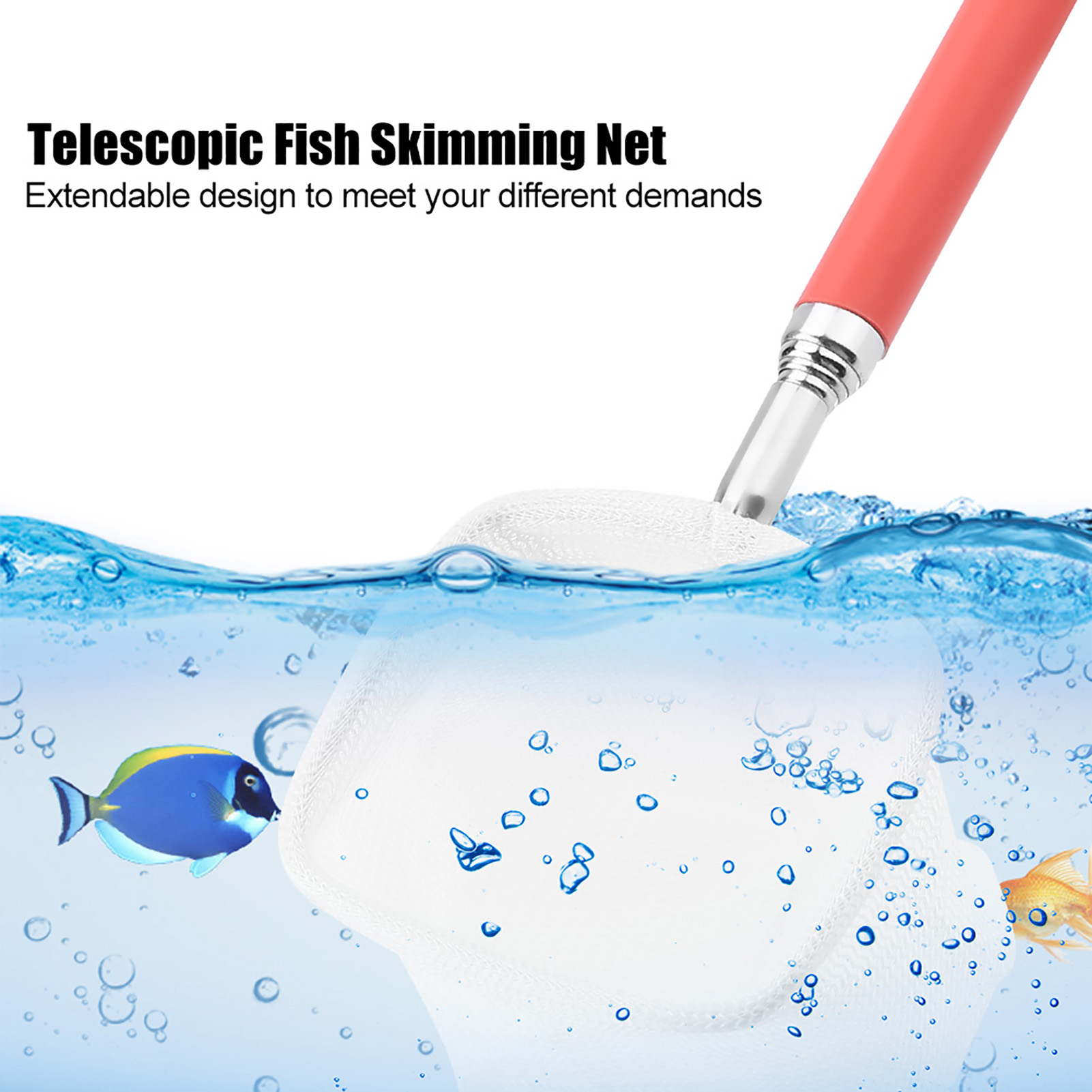 Extendable Telescopic Fish Shrimp Skimming Net For Aquarium Fish Tank Pond