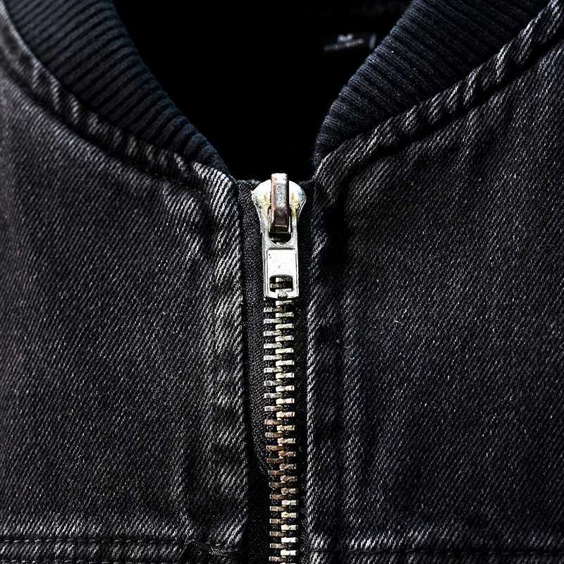 2024 new casual fully matched ribbed stand up collar denim jacket mens zipper slim fit street fashion retro jacket W2409147