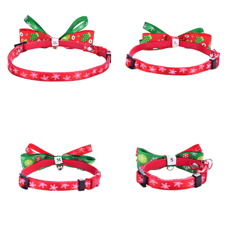 Christmas Cat Dog Collar Dog Accessories Cats Dog Bow Tie Adjustable Neck Strap Cat Dog Grooming Accessories Puppy Cat Necklace