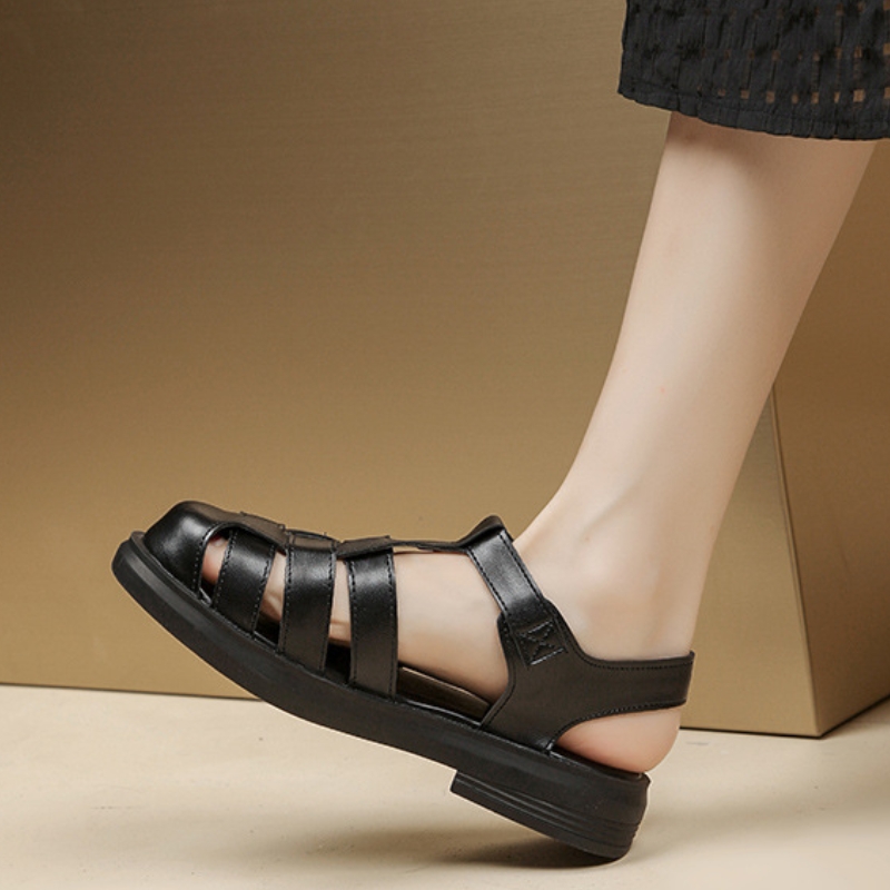 Women Summer Sandals Brand Leather Flat Flip ps Gladiator Sandal Casual Straps Black Beach Shoes Girls Large Size db51 Stra