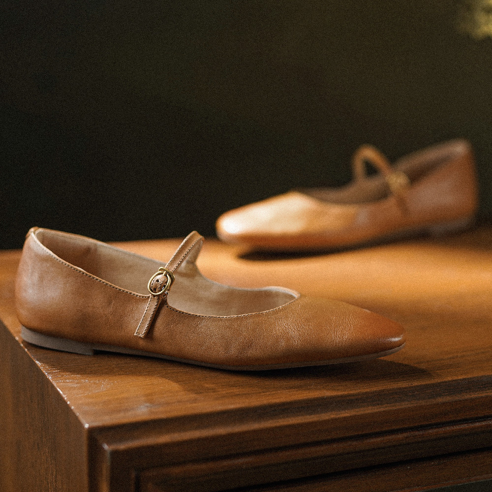 Women's Genuine Leather Round Toe Slip-On Mary Jane Flats Casual Breathable High-Quality Espadrilles Shoes 4