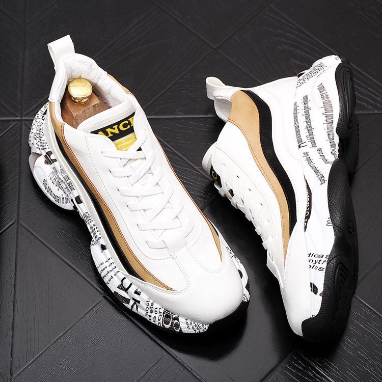 Autumn Korean Trend Casual Men's High-Top Sports Running Shoes Zhongbang Boots Versatile Board Design Dad's Trendy Short