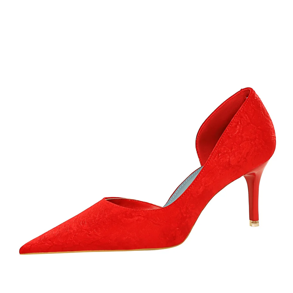 New BIGTREE Designers Original Top Quality Pumps Novelty New Pointed Toe ck 7.5CM Thin Heels Retro Office Career Women Shoe 54c0