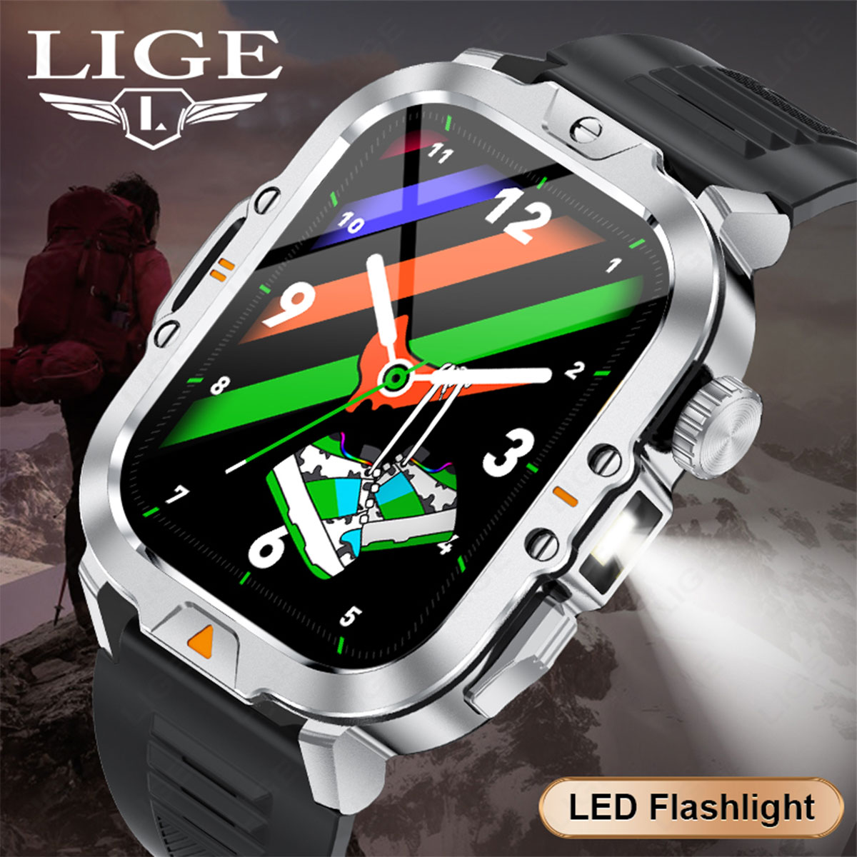 LIGE's new smartwatch with motion, step counting, alarm clock, handheld light, multifunctional wireless communication, voice assistant, remo