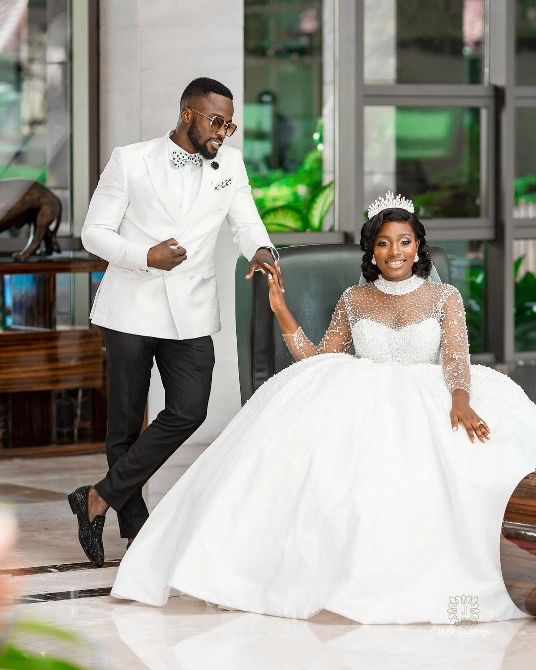 Aso Ebi Luxury African Wedding Dresses 2025 High Neck Beads Sequins Long Sleeves Bridal Gowns Customed Vestidos De Novia Ball Gown