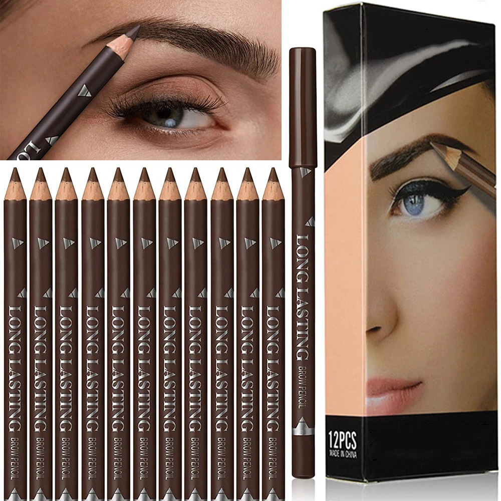612Pcs Waterproof Eyebrow Pencil Easy Color Natural Black Brown Eye Makeup Pen Cosmetic Beginner Practice Eyebrow Beauty Tools 240914