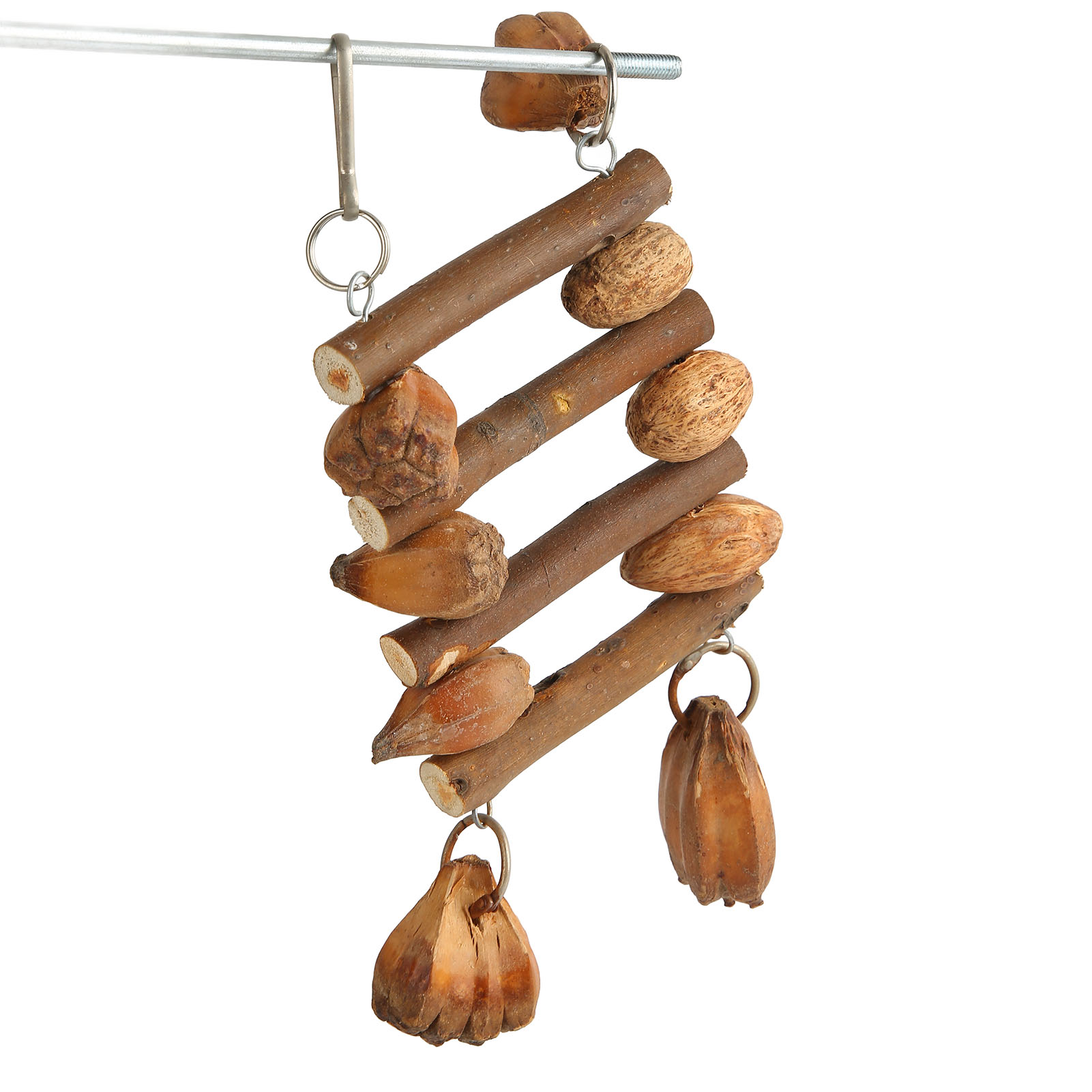 Bird Chew Toys Natural Logs Nuts Hand Crafted Parrot Cage Bite Toy For Macaw Lovebirds Parakeet Cockatiel