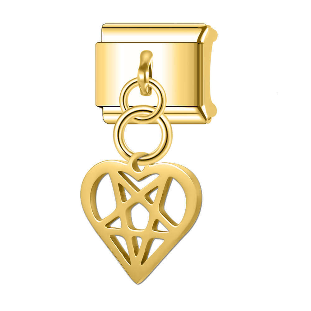 New Women's Gift Heart pendant bead Italian Charms Links Bangle Beads Fit 9mm Stainless Steel Bracelet Making DIY For Women Fashion Jewelry