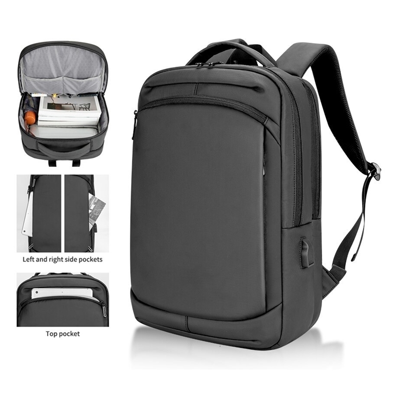 High quality PU cover black gray high school use 16.5-inch travel business USB laptop backpack ww 240914