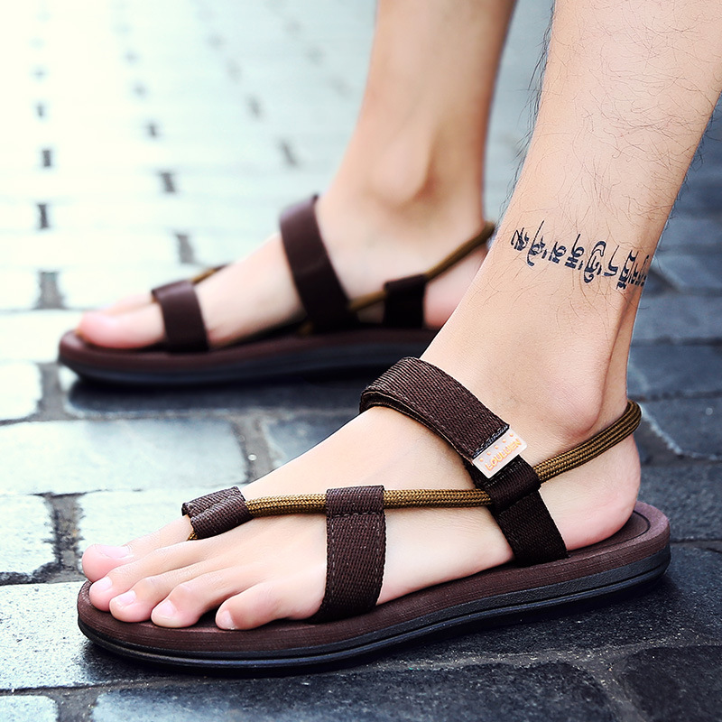 Summer Beach Shoes Men Sandals Roma Leisure Big Size 45 Men Flip Flops Clip Toe Dual-purpose Sandal Male Soft Shoes Couples