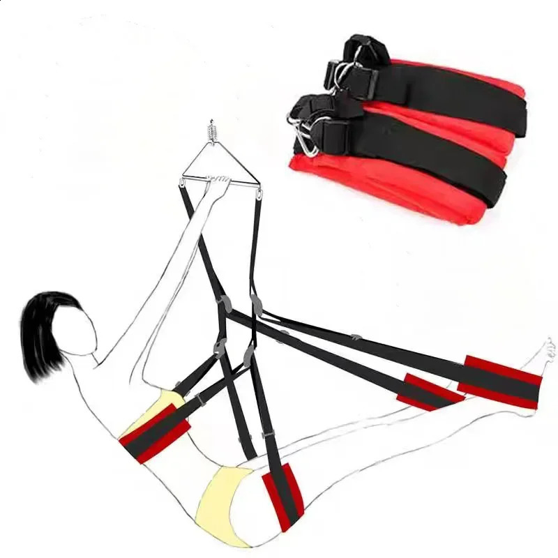Upgraded Sex Swing Sex Furniture Fetish Bandage Adult game Soft Seat And Leg Pad Hanging Erotic Swing Sex Toys for Couples Flirt 240904