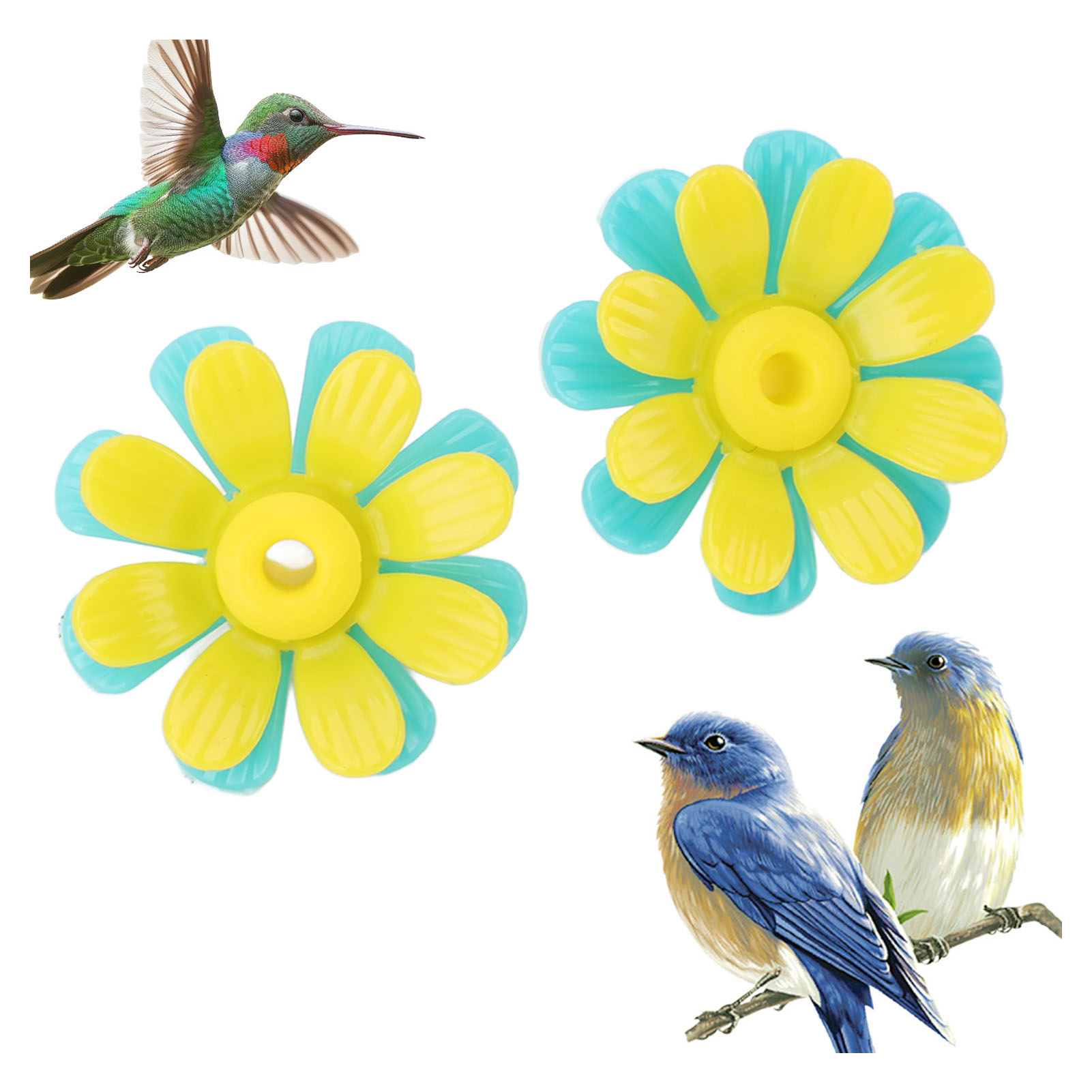 30PCS Hummingbird Feeders Replacement Flowers Brightly Colored Bird Feeder Feeding Ports Parts