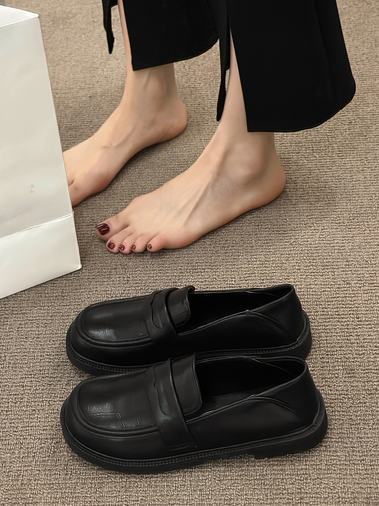 Derby Womens Shoes British Style Loafers With Fur All-Match Female Footwear New Slip-on Autumn Casual Sneaker Black Flats Shallow Mo e3de