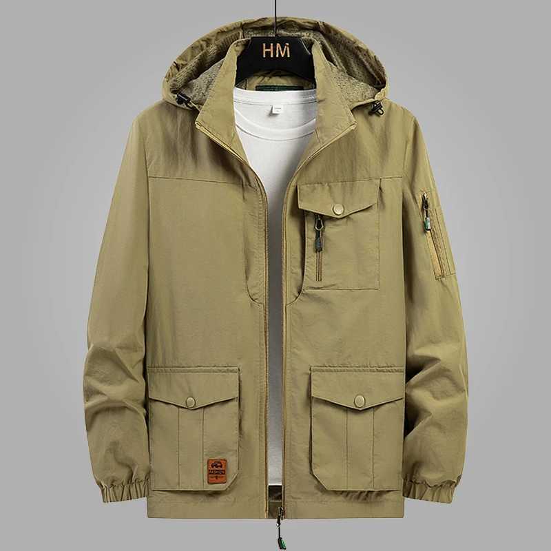 2018 Spring/Autumn Mens Pocket Jacket Outdoor Casual Windproof Waterproof Work Jacket Flight Multi Pocket Pizex Trench Coats W240914