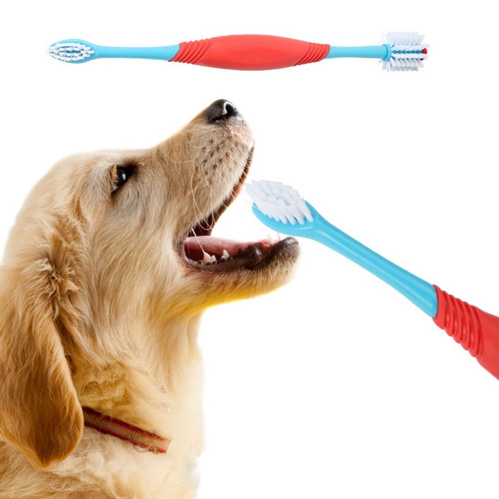 Pet Toothbrush 360° Double Head Wear Resistant Soft Bristle Dogs Cat Grooming Toothbrush Plastic Pet Tooth Care Cleaning Tools