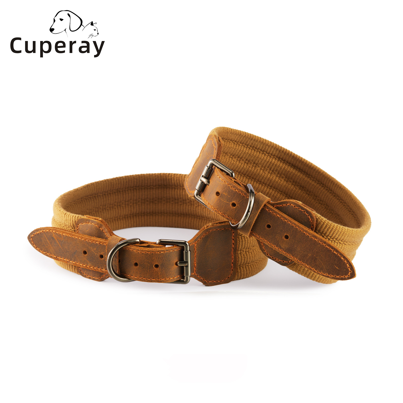 Tactical Dog Collar for Medium and Large Dog,Adjustable Military Dog Collar Durable Cowhide Material,Heavy Duty Buckle Design