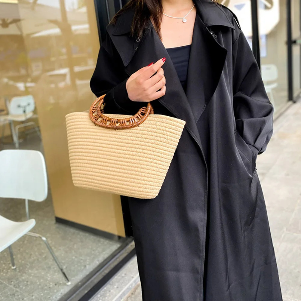 Cotton rope handbag womens shoulder bag fashionable wallet shopping Bohemian top 240913