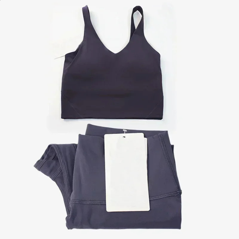 Naked Feeling Women Yoga Set UShaped Sports Bra Quick Dry Leggings Sportswear Workout Clothes Fitness Gym 240904