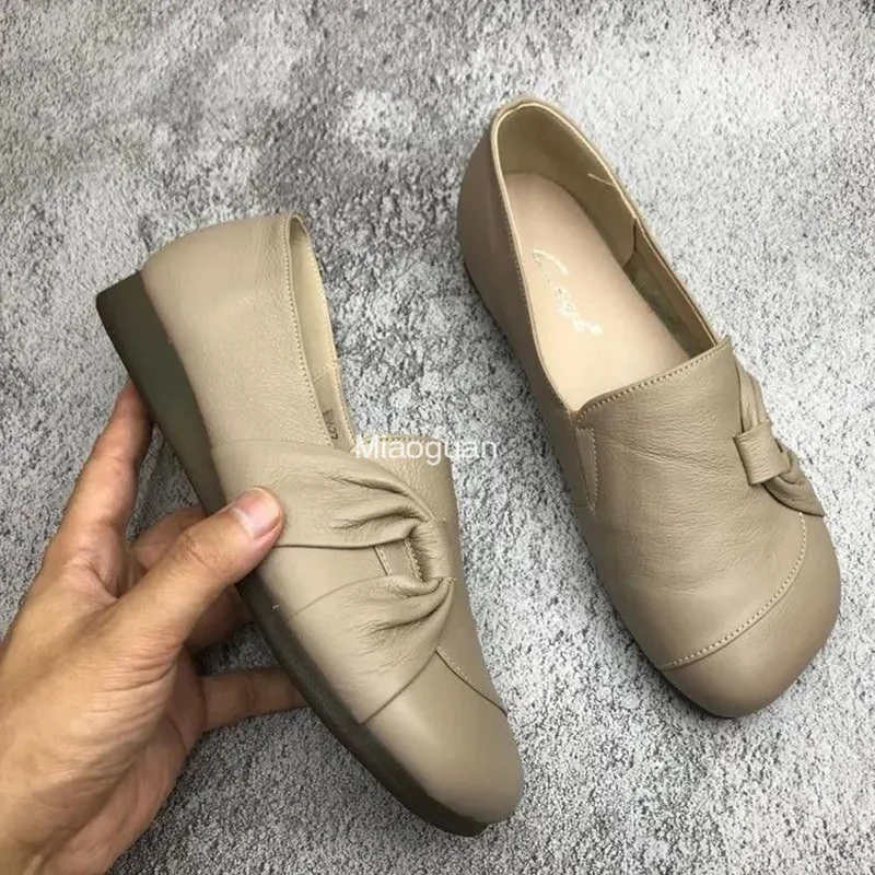 Women Loafer Flat Shoes Women Comfort Non-slip Soft Oxford Solid Color Mom's Shoes New Fashion Leather Footwear Spring Summer PU