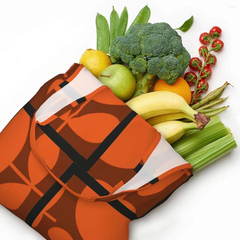 Shopping Bags Custom Reusable Print Orange Orla Kiely Bag Women Canvas Shoulder Tote Portable Groceries Shopper Handbags