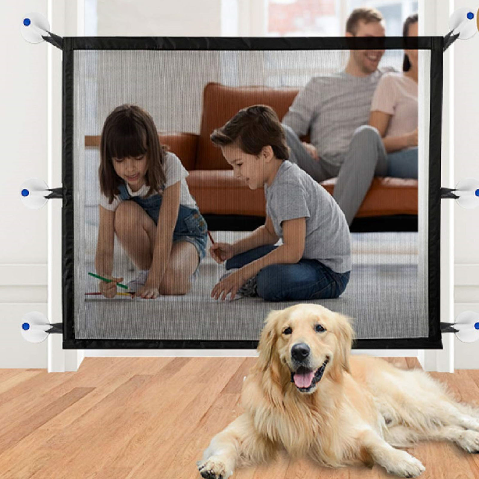 Pet Mesh Safety Gate for Stairs Doorway, Foldable Protective, Multi Functional, Cat and Dog