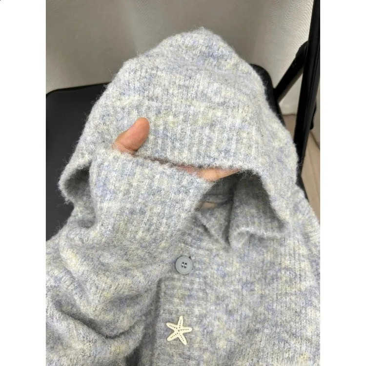 Autumn Winter Hoodie Cardigan Coat Women Lazy Long Sleeve Knitted Tops Mujer Fashion Allmatch Single Breasted Sweater 240904