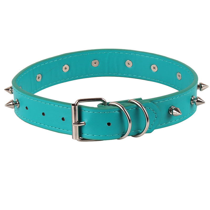 Spiked Studded Leather Dog Collar Rivet PU Leather Dog Collar for Pit Bull,Durable Leather Cat Collar for Small Medium Large Pet