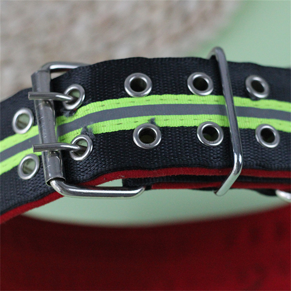 Large Dog Collar Reflective Double-row Buttonhole Heavy-duty Nylon Dog Collar with Metal D Buckle Comfortable and Wear-resistant
