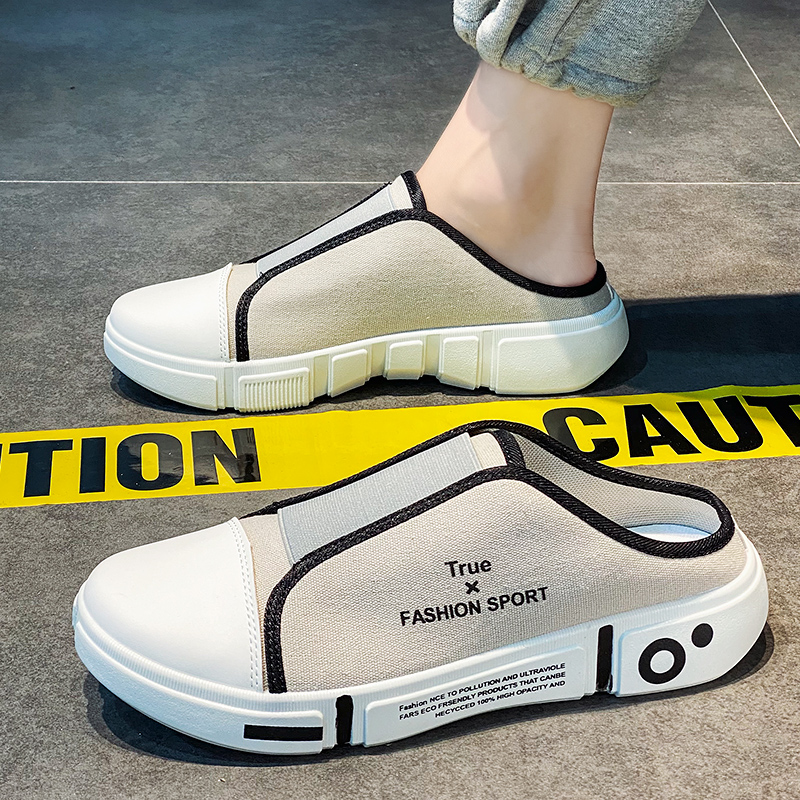 Men Women Lazy Slippers Slides Indoor Outdoor Sandals Men Non-slip Home Half Slippers Men Casual Shoes Baotou Slippers 35-45
