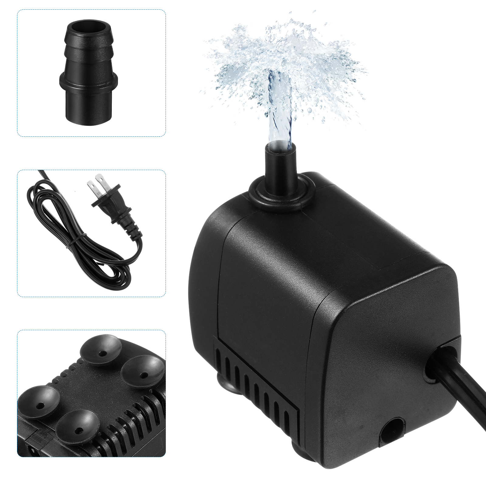 AC 110V 400L/H 7W Aquarium Fish Tank Pond Submersible Water Pump with US Plug (Black) Water pump submersible