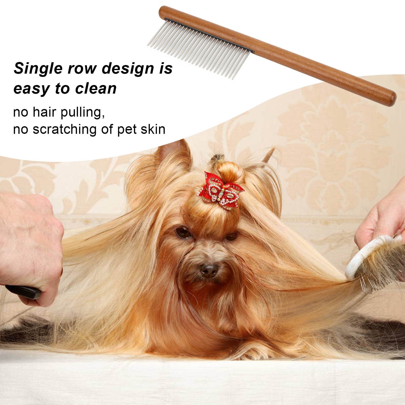Reusable Wood Pet Open Knot Comb, Cat and Dog Comb, Remove Floating Hair, Cats and Dogs