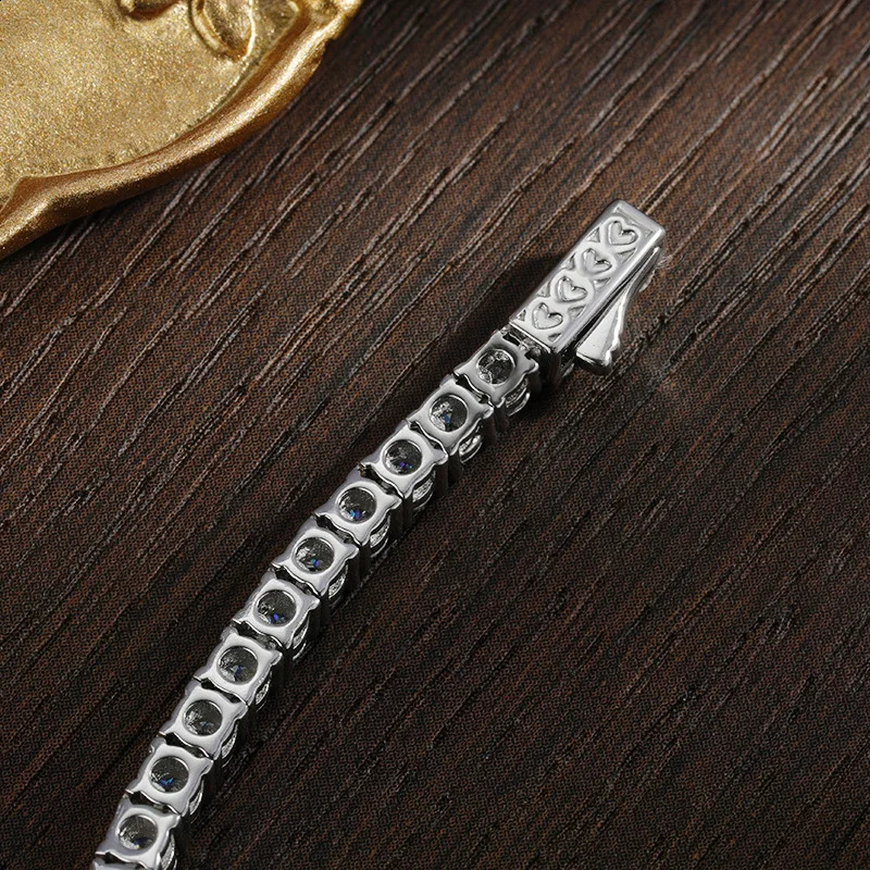 KNOBSPIN D Colored Silica Tennis Necklace 925 Pure Silver Plated 18K Gold Suitable for Women Men Hip Hop Party Jewelry 240912