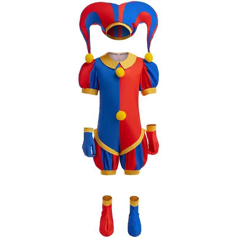 2024 Pomni Animation Amazing digital circus cosplay costumes childrens jumpsuits Halloween sets Purim childrens costumes cartoon role-playing W240914