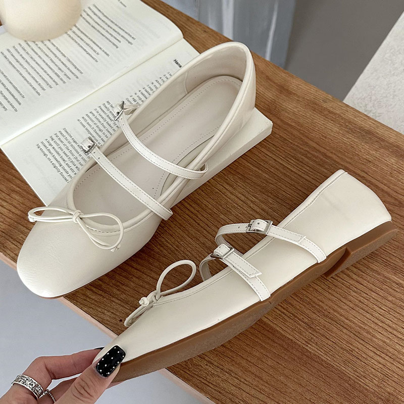 Ballet Women's Red Flats: Stylish Buckle Strap Butterfly-Knot Round Toe Flats for Ladies 4