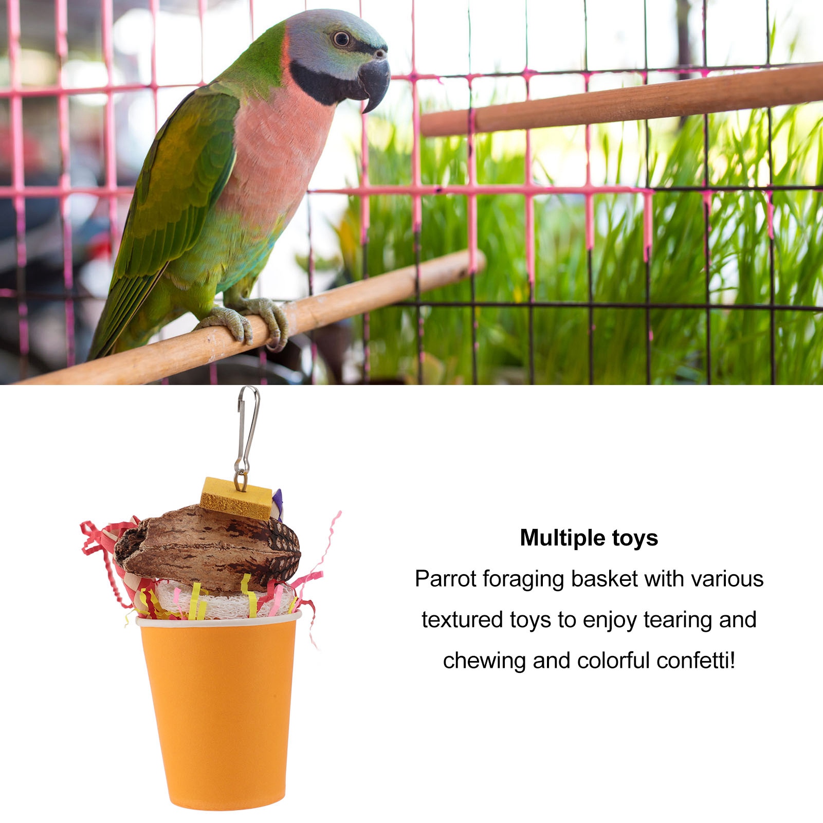 Bird Chewing Shredding Foraging Toys Colorful Encourage Instinct Bird Shredded Paper Toys For Small Medium Parrot Birds Orange
