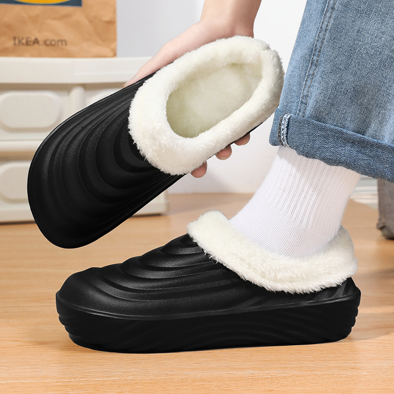 Winter Men Women Warm Slippers Cotton Slippers Outdoor Indoor Comfortable Non-Slip Casual Shoes Men's Bedroom Plush Slippers