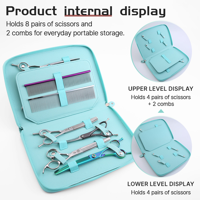 Fenice Barber/Pet Scissors Storage Case Salon PU Leather Pouch Haircut Shears Holdster Bag Portable Hairdressing Waterproof Box