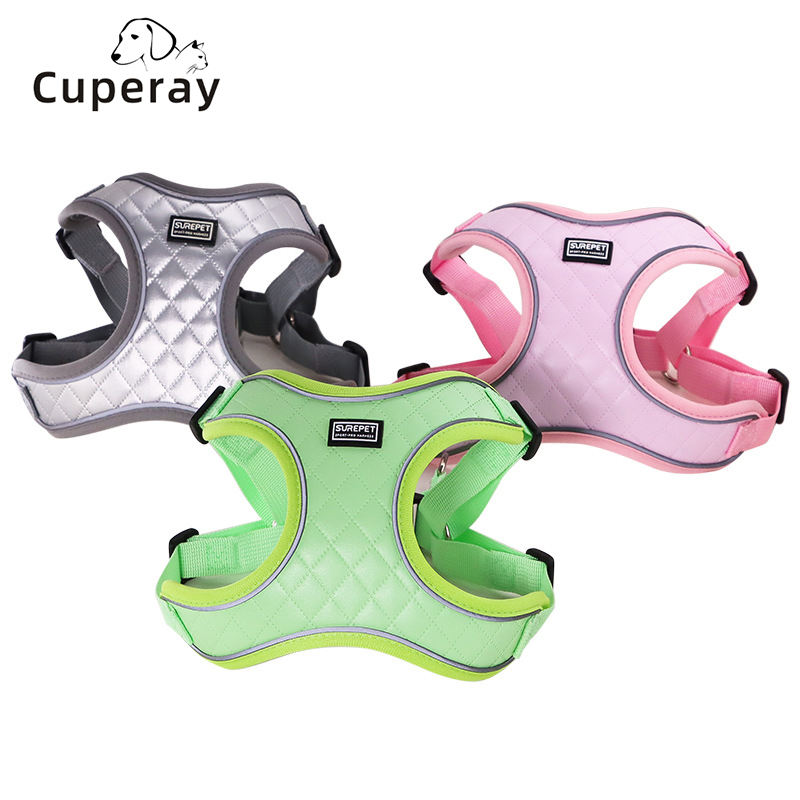 Leather Dog Harness and Leash Set Adjustable Vest Style Anti-Escape Pet Harnesses Dog Leashes for Small To Medium Dogs and Cats