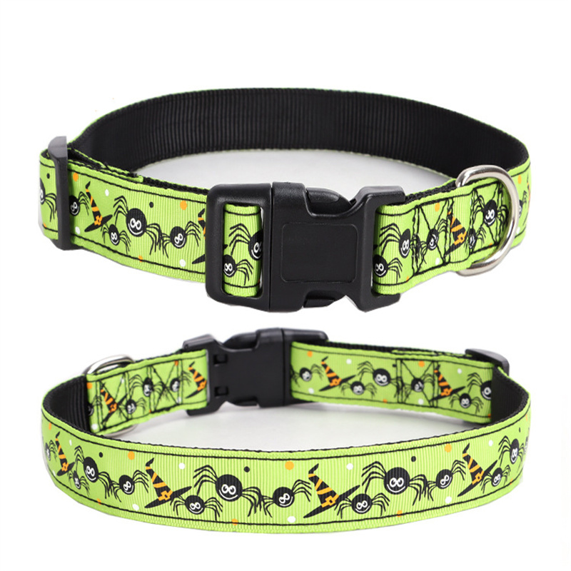 Halloween Dog Collar Nylon Adjustable Pet Collar Pumpkin Monster Bat Ghost Pattern for Party Cat Dog Decoration Pet Accessories