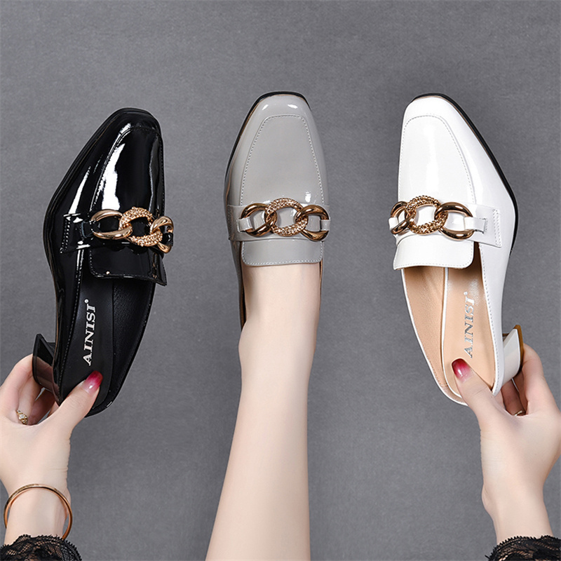 Woman Shoes 2024 Slippers Casual Heeled Mules Cover Toe Pantofle Summer High New Fashion Patent Leather Slides Female Sho c689 0a4