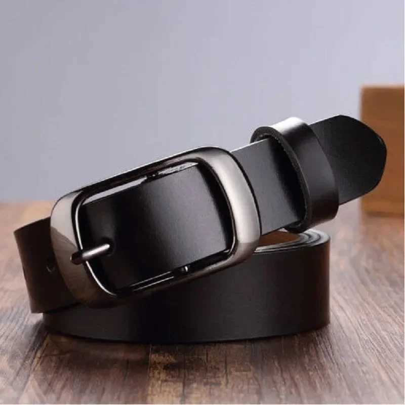 Genuine Leather Women Belt Concise Students Girl Pin Buckle Jeans Belts High Quailty Female Cowskin Waistband Korean Cowboy BeltX240914