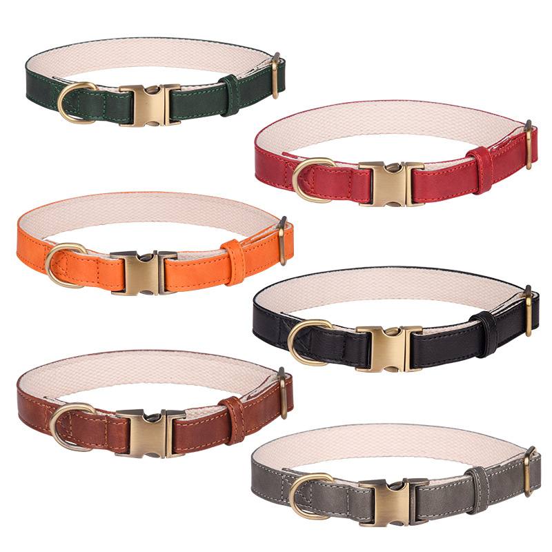 Personalized Leather Dog Collars, Adjustable Pet Collars Free Customized Name and Phone Tag for Small and Large Dogs Accessories