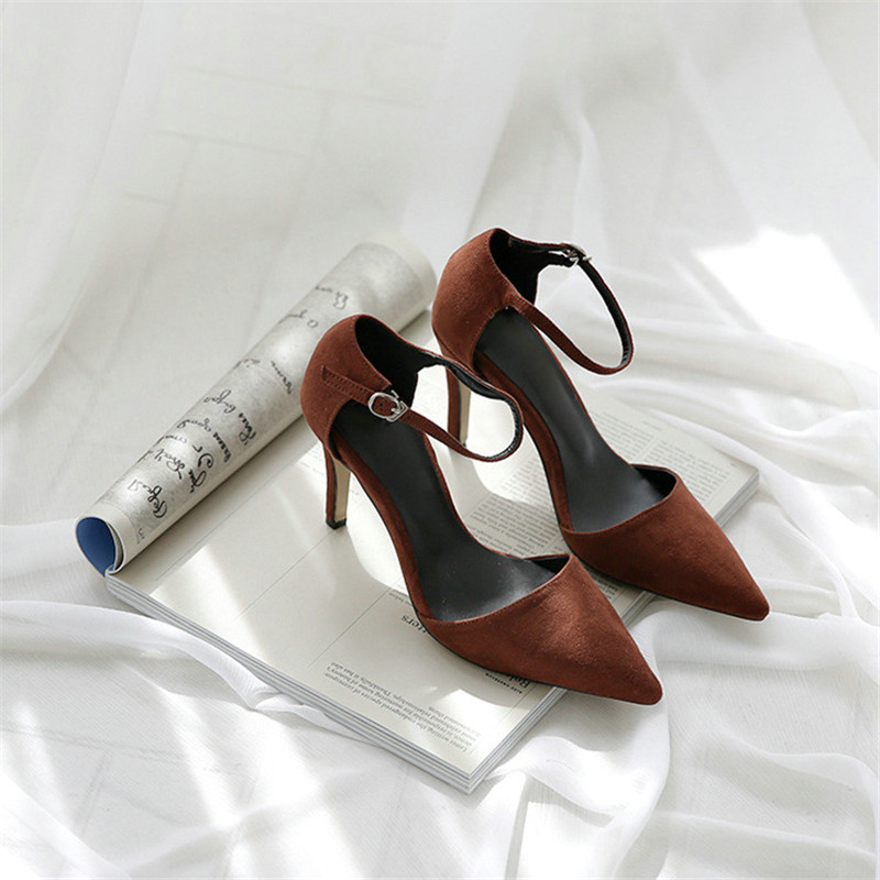 Red/Gray/Apricot Black/ Gladiator Women Pumps Bucket Pointed Toe High Sexy Lady New Shoes Thin Heels Chaussure Femme Autumn cbb0