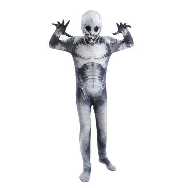 Halloween Ghost Skin Costume Grim Reaper Costume Terrifying Skeleton Tight Clothes Shadow Demon Bodysuit Childrens Dress up Party Costumes W240914