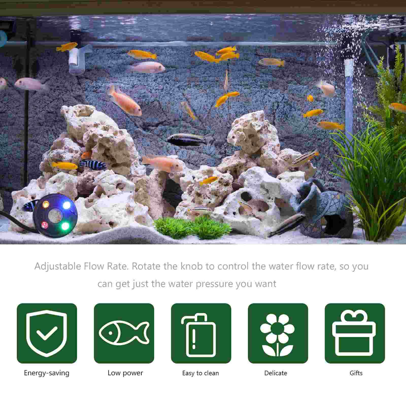 25W Powerful Submersible Water Pump with LED Light Adjustable Water Flow for Fountains Ponds Aquarium Fish Tank Statuary with EU