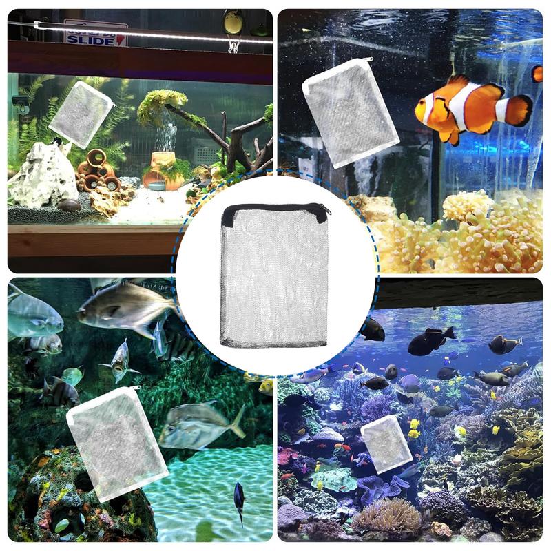 Nylon Zipper Mesh Pocket Bag Aquarium Reusable Filter Fine Mesh Net Reusable Mesh Filter Bags For Aquarium Fish Tank Fish Bowl