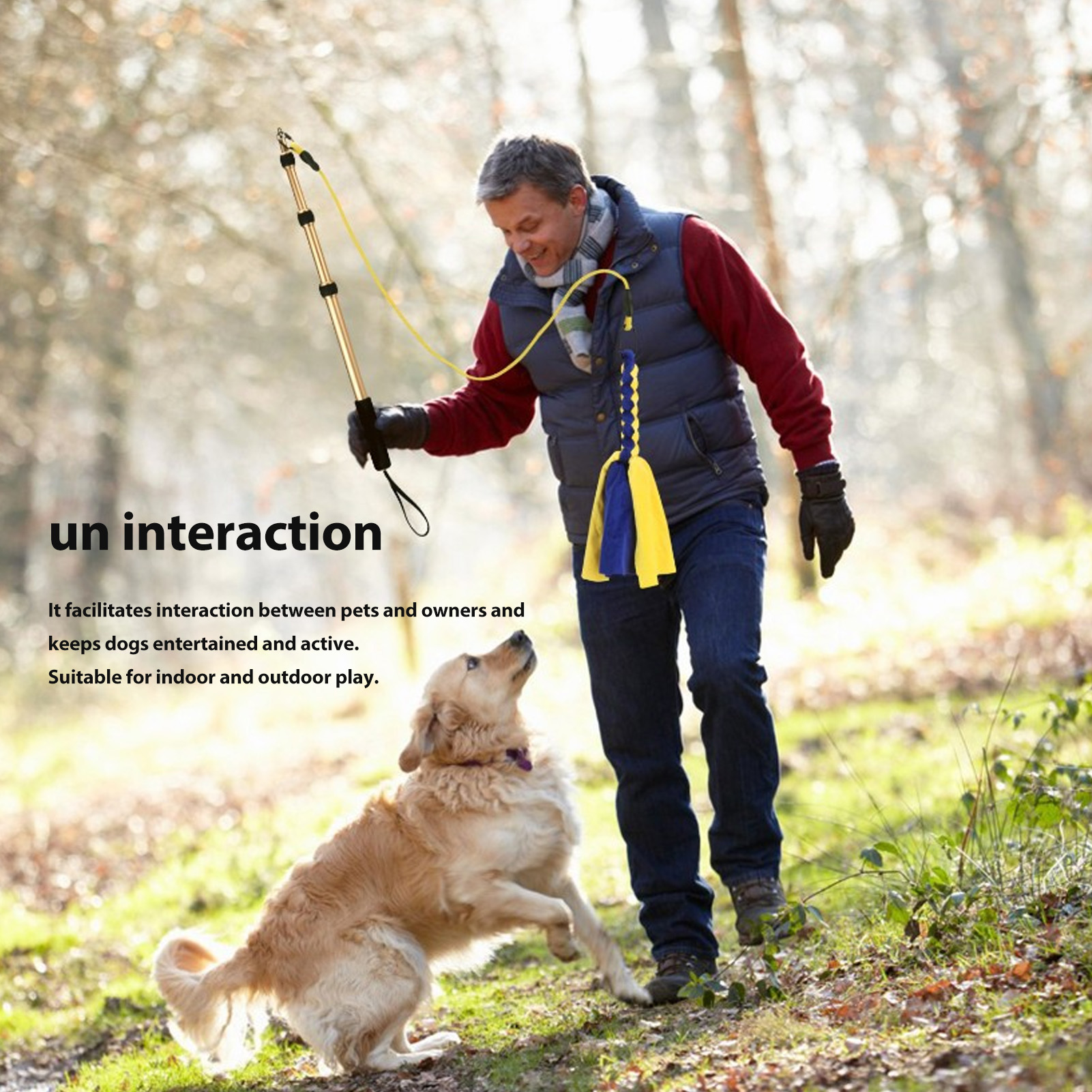 Telescopic Dog Teaser Stick, Interactive Flirt Pole Toy, Extendable Teaser Wand for Exercising Dog, 52 Inch